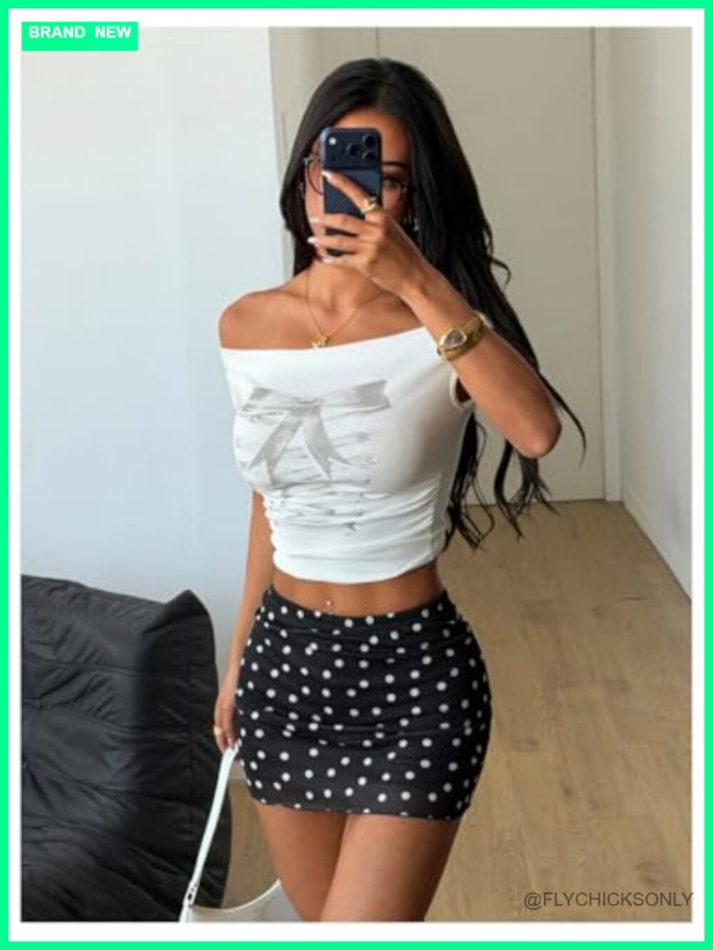 Y2K Polka Dot Mesh A-Line Mini Skirt with Built-in Shorts - Picture 2 of 5